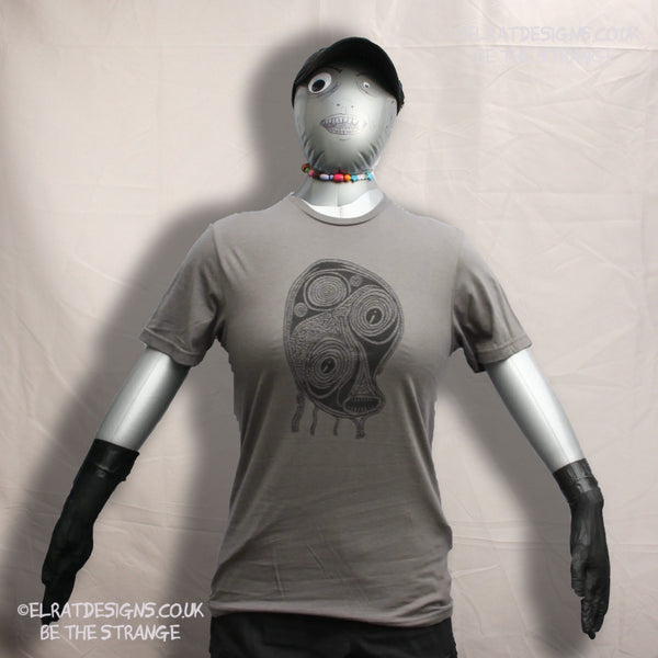 ElRat Designs Leonard the spiral alien, or sea monster design on a screen-printed t-shirt, Aphantasia drawing - hero - elratdesigns.co.uk