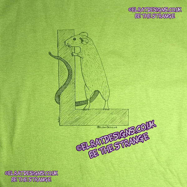 ElRat Designs original logo hand drawn Rat on a capital L, t-shirt - hero - elratdesigns.co.uk