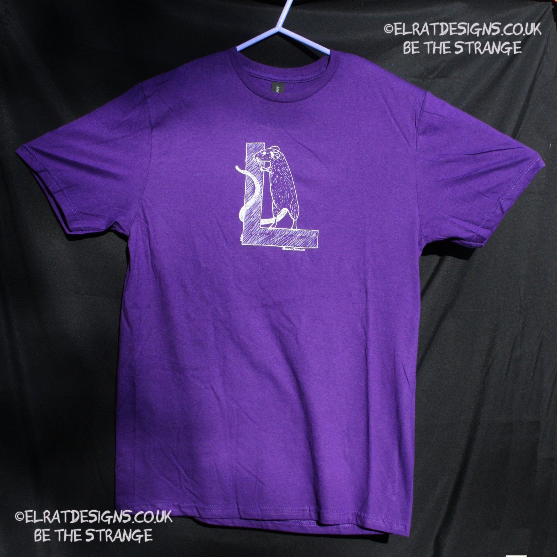 ElRat Designs original logo hand drawn Rat on a capital L, t-shirt - elratdesigns.co.uk