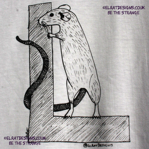 ElRat Designs original logo hand drawn Rat on a capital L, t-shirt - elratdesigns.co.uk