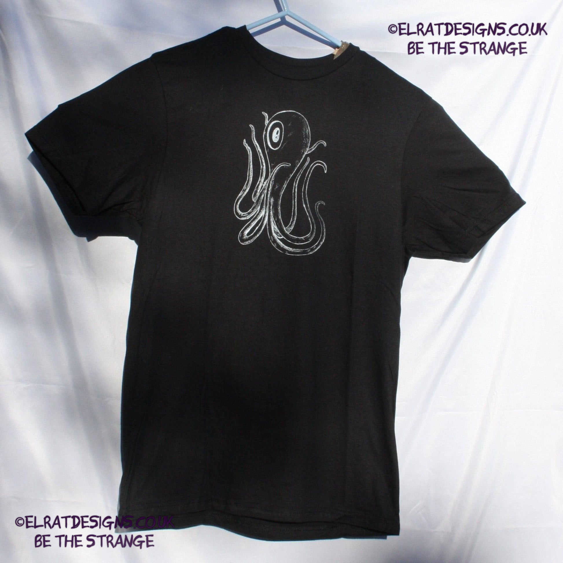 ElRat Designs hand-drawn Octoclops design, B-Movie inspiredl! hand puled screen print with eco friendly water based ink. elratdesigns.co.uk