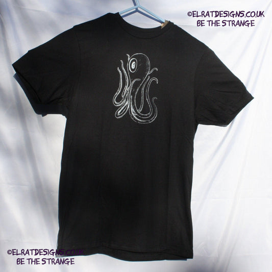 ElRat Designs hand-drawn Octoclops design, B-Movie inspiredl! hand puled screen print with eco friendly water based ink. elratdesigns.co.uk