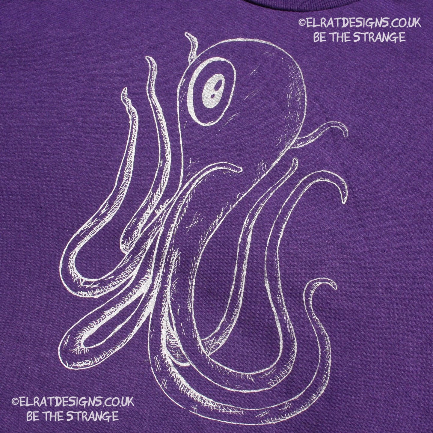 ElRat Designs hand-drawn Octoclops design, B-Movie inspiredl! hand puled screen print with eco friendly water based ink. elratdesigns.co.uk