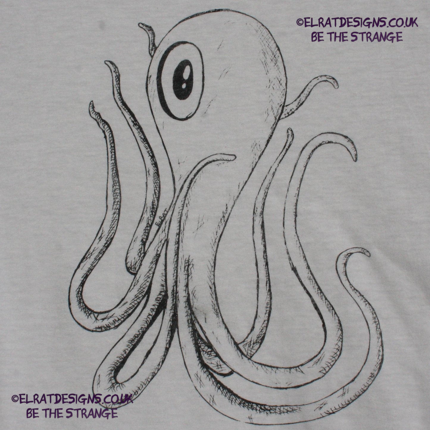 ElRat Designs hand-drawn Octoclops design, B-Movie inspiredl! hand puled screen print with eco friendly water based ink. elratdesigns.co.uk