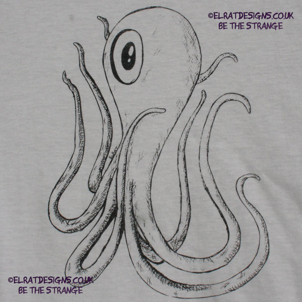 ElRat Designs hand-drawn Octoclops design, B-Movie inspiredl! hand puled screen print with eco friendly water based ink - hero - elratdesigns.co.uk