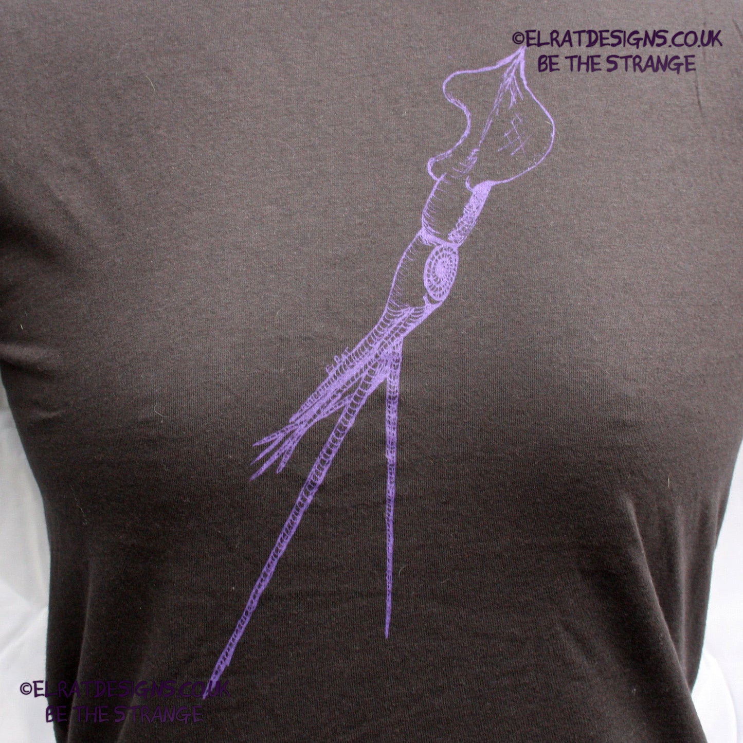 ElRat Designs hand-drawn whiplash squid design, cephalopods are cool! hand pulled screen print with eco friendly water based ink. elratdesigns.co.uk