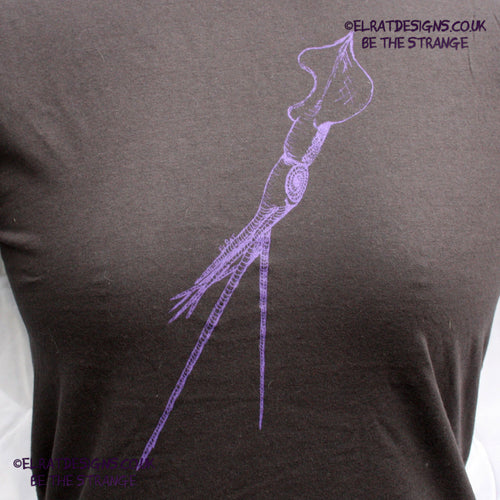 ElRat Designs hand-drawn whiplash squid design, cephalopods are cool! hand pulled screen print with eco friendly water based ink. elratdesigns.co.uk