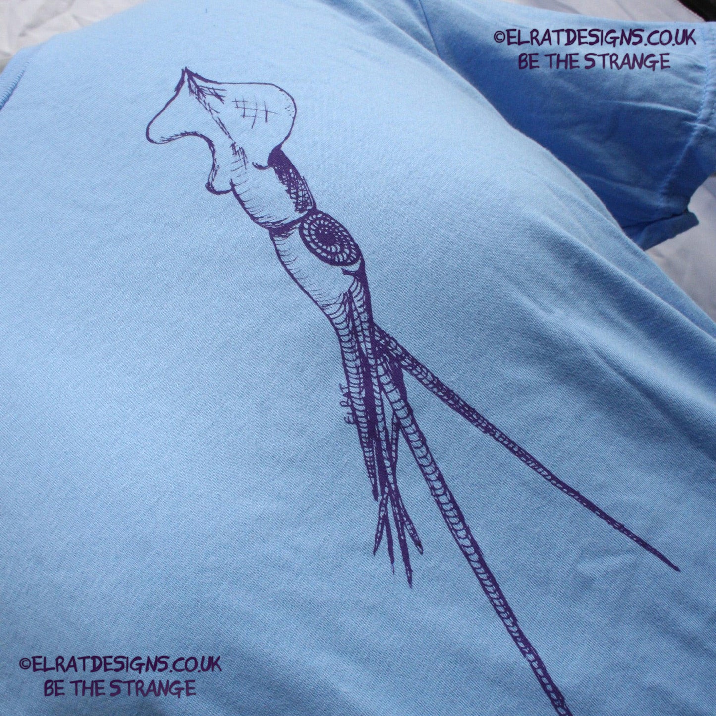 ElRat Designs hand-drawn whiplash squid design, cephalopods are cool! hand pulled screen print with eco friendly water based ink. elratdesigns.co.uk
