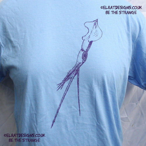 ElRat Designs hand-drawn whiplash squid design, cephalopods are cool! hand pulled screen print with eco friendly water based ink. elratdesigns.co.uk