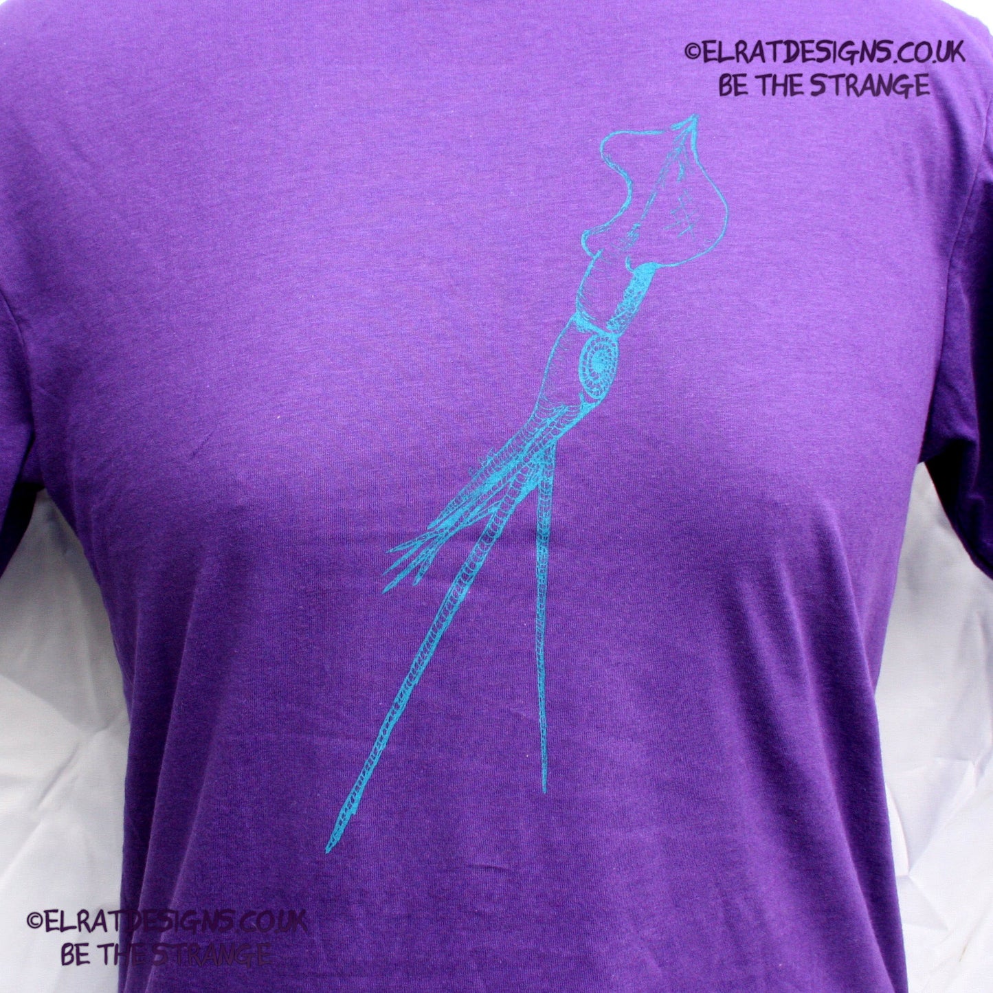 ElRat Designs hand-drawn whiplash squid design, cephalopods are cool! hand pulled screen print with eco friendly water based ink. elratdesigns.co.uk