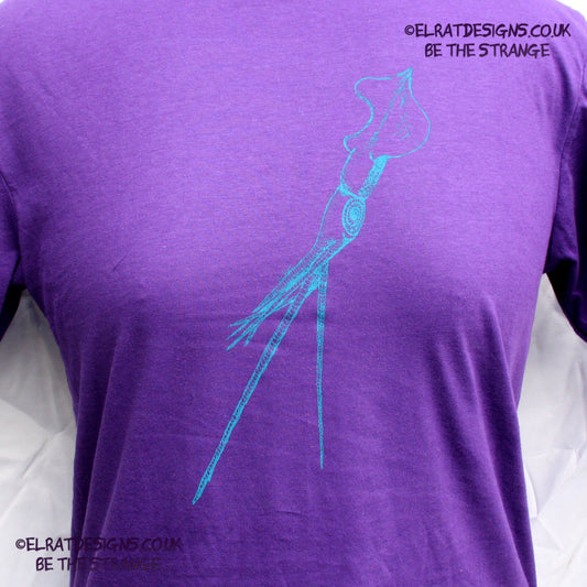 ElRat Designs hand-drawn whiplash squid design, cephalopods are cool! hand pulled screen print with eco friendly water based ink. elratdesigns.co.uk