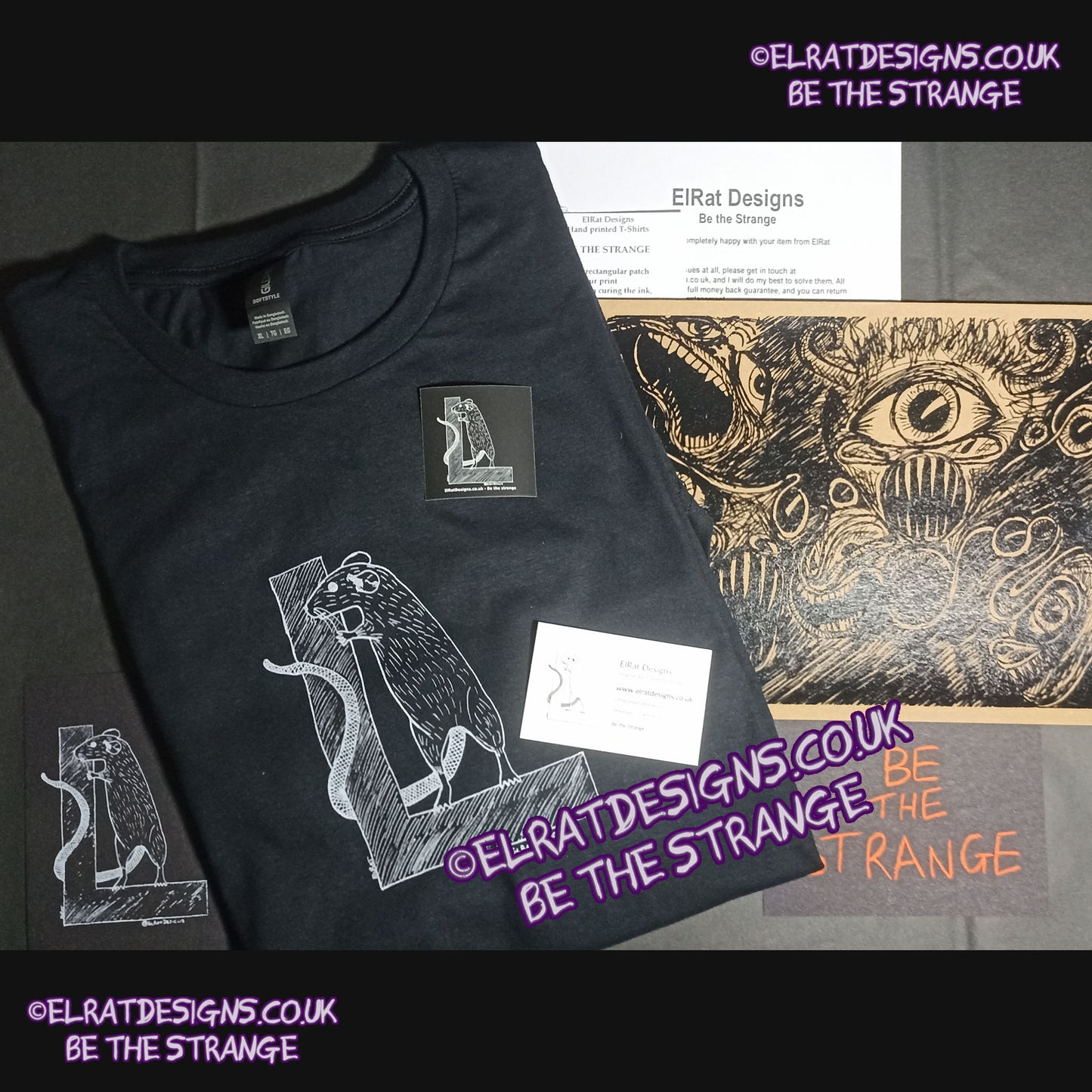 ElRat package of light, ElRat Designs original logo hand drawn Rat on a capital L, t-shirt - hero - elratdesigns.co.uk