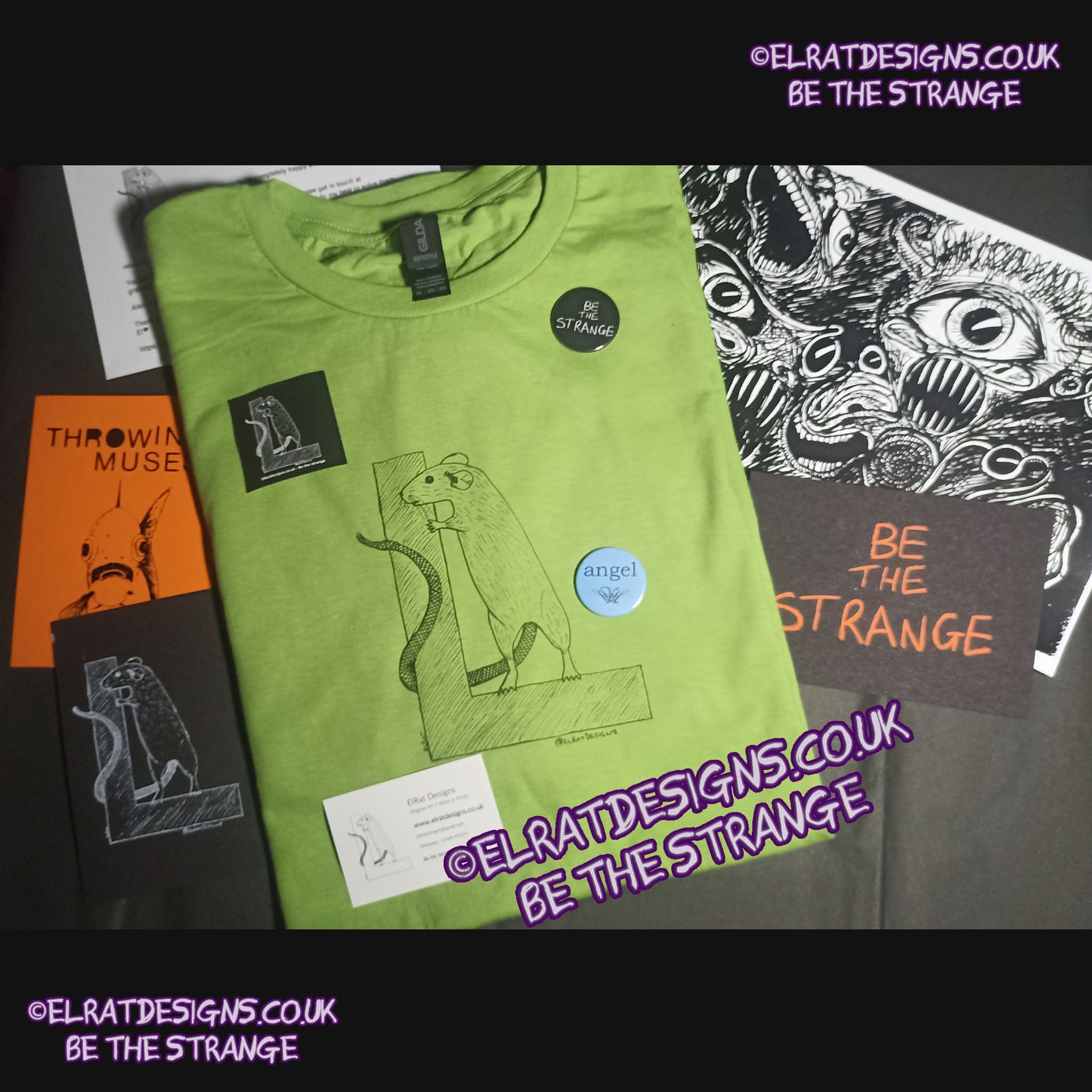ElRat package of light, ElRat Designs original logo hand drawn Rat on a capital L, t-shirt - hero - elratdesigns.co.uk