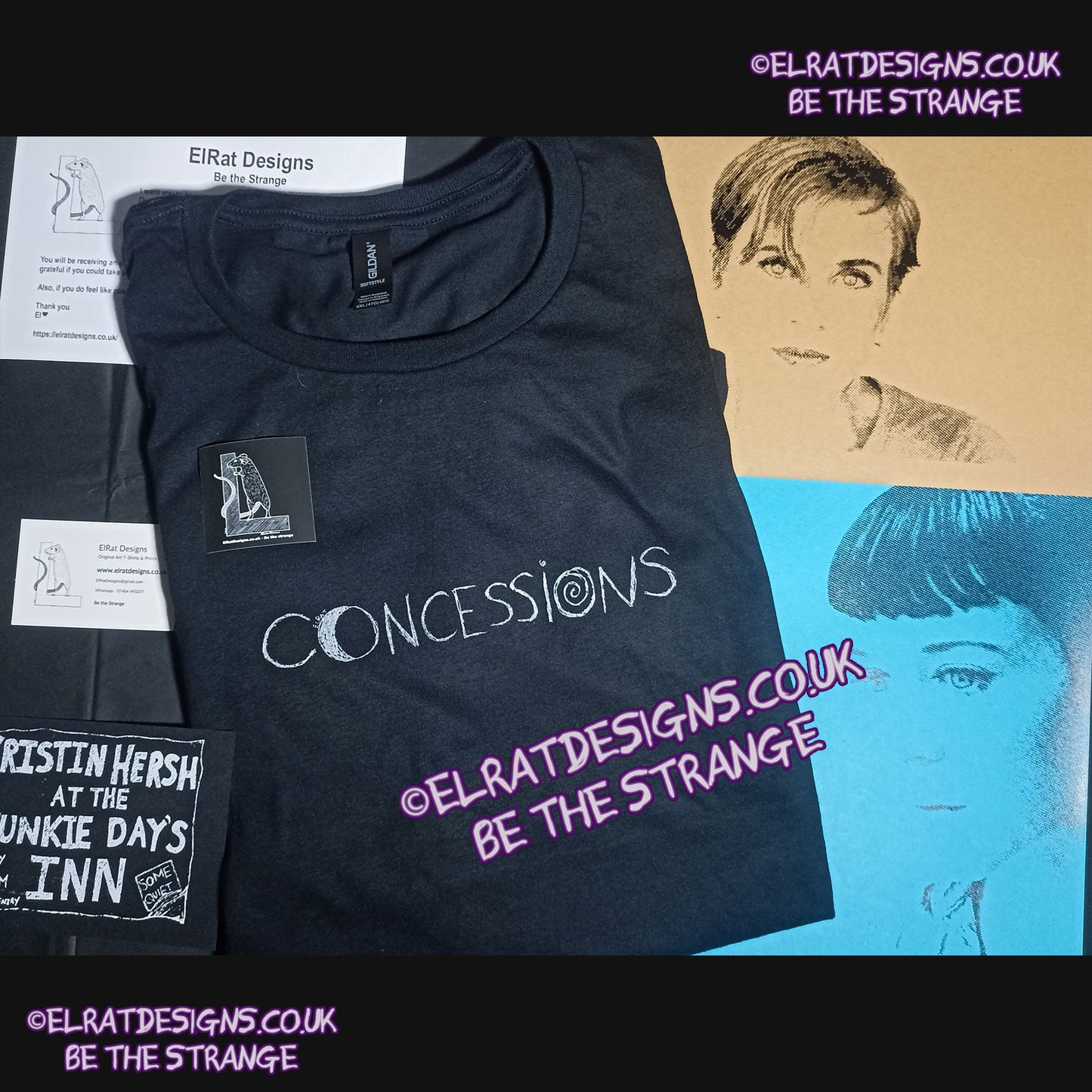 Throwing Muses, Moonlight Concessions, ElRat Original, Kristin Hersh opinionated on this design, Buy with confessions for 10% off. hand printed by ElRat Designs - hero - elratdesigns.co.uk