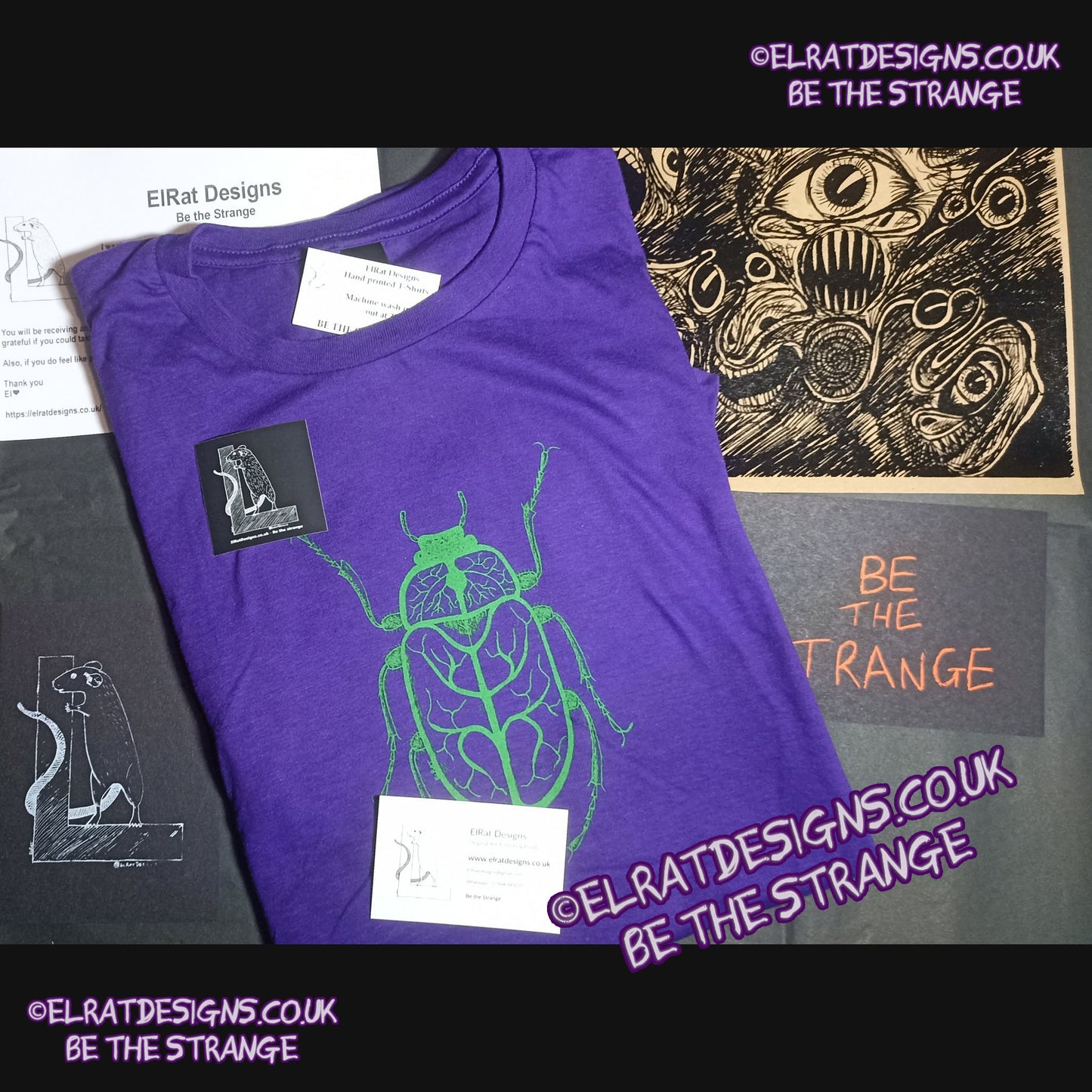 ElRat package of light - Vine Beetle, hand drawn bug art T-shirt, by ElRat designs - hero - elratdesigns.co.uk