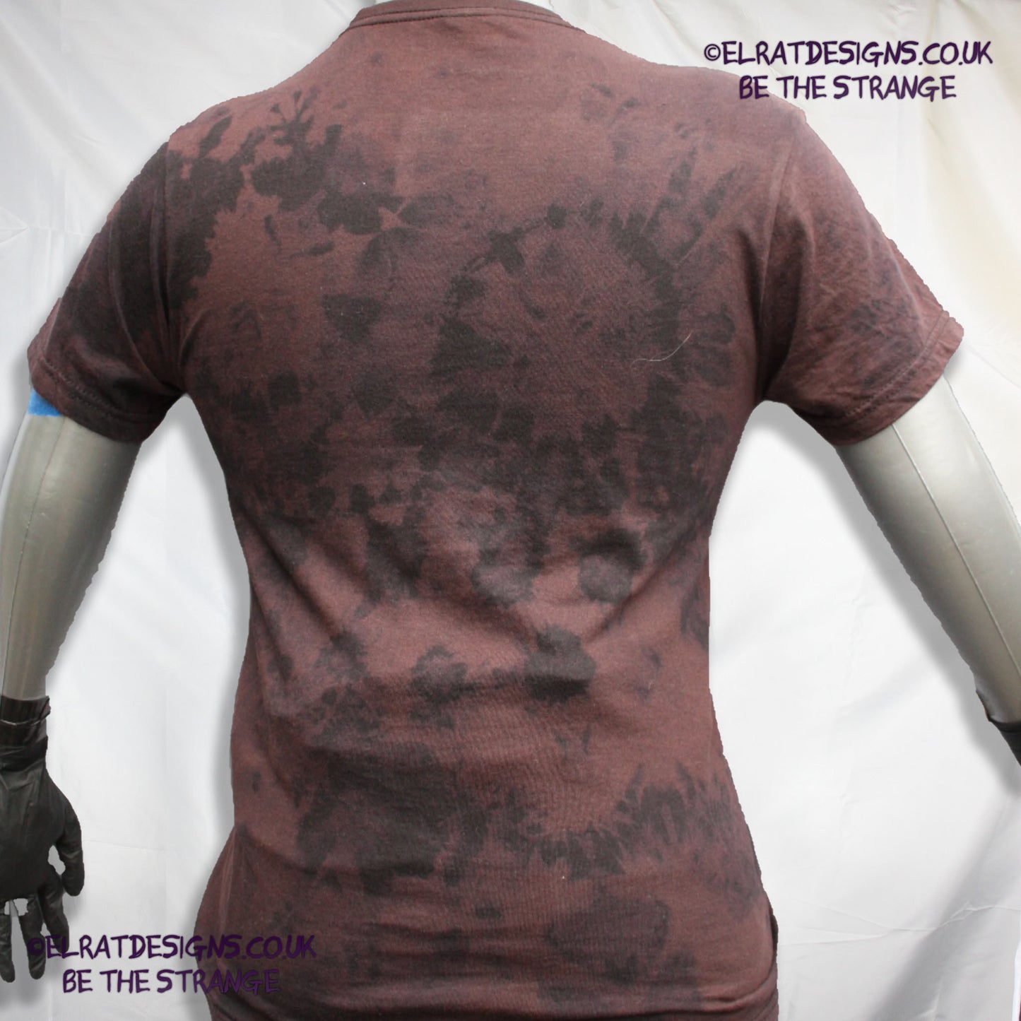 Rorschach, Black cotton Revers Tie Dyed T-Shirt with Fluorescent Orange ink blot - Small #1 (RB RTD FlO S1) - ElRat Designs - elratdesigns.co.uk