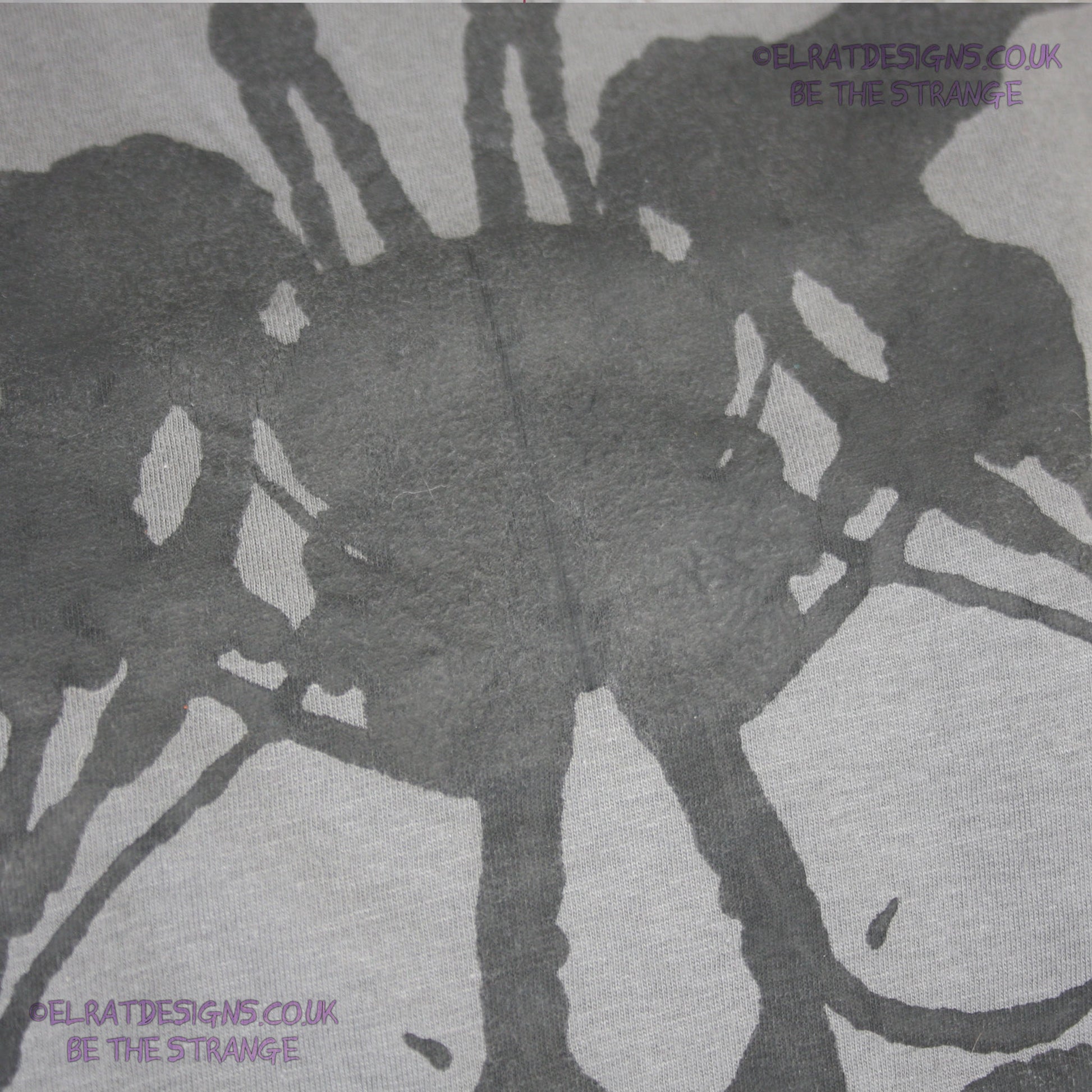 Rorschach, Charcoal cotton T-Shirt with Black ink blot - Extra Large #2 (RCH B XL2) - ElRat Designs - elratdesigns.co.uk