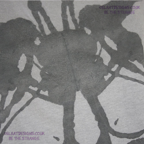 Rorschach, Charcoal cotton T-Shirt with Black ink blot - Extra Large #2 (RCH B XL2) - ElRat Designs - elratdesigns.co.uk