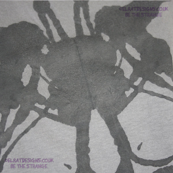 Rorschach, Charcoal cotton T-Shirt with Black ink blot - Extra Large #2 (RCH B XL2) - ElRat Designs - elratdesigns.co.uk