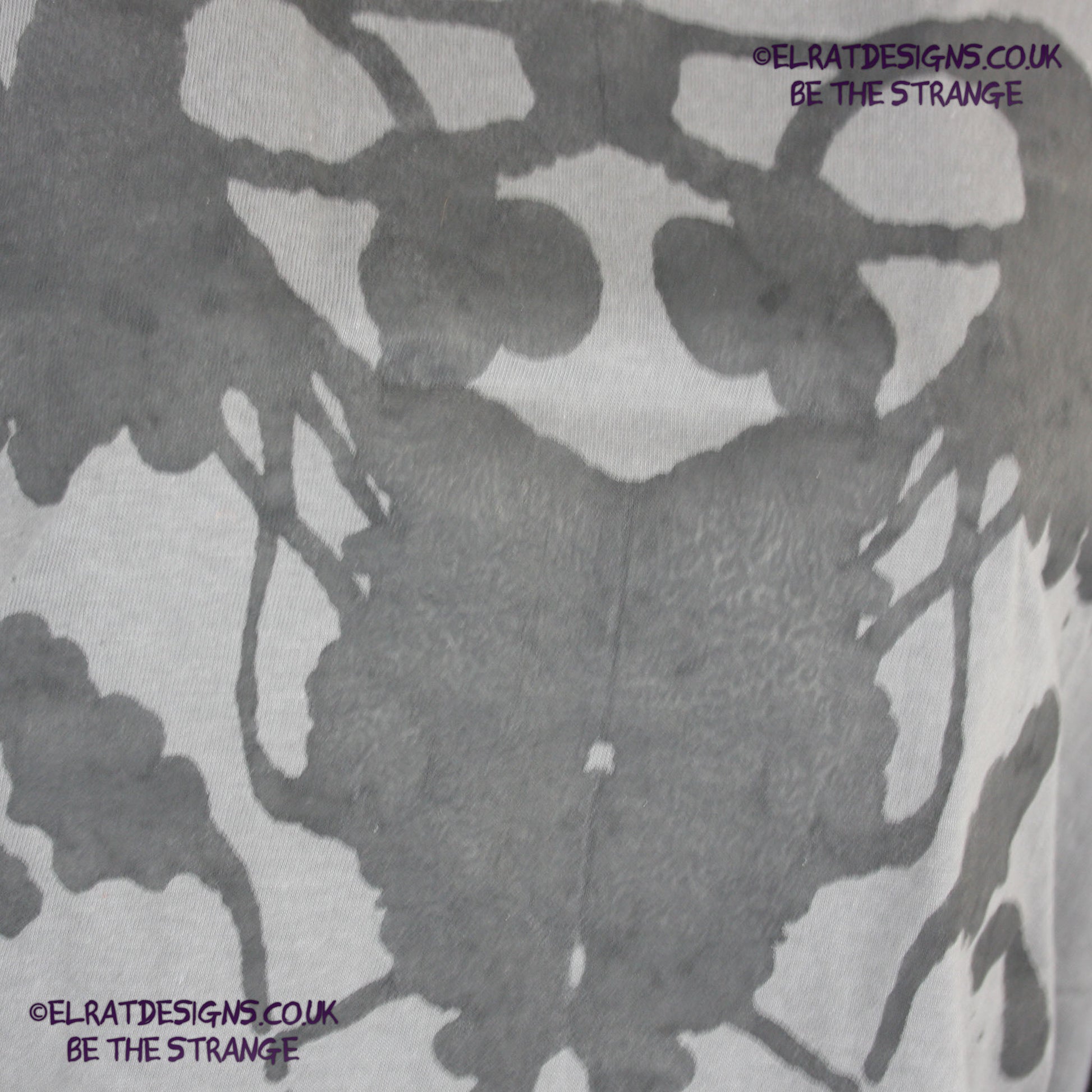 Rorschach, Charcoal cotton T-Shirt with Black ink blot - Extra Large #3 (RCH B XL3) - ElRat Designs - elratdesigns.co.uk