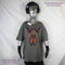 Rorschach Charcoal Cotton T-Shirt with Black & Red Ink Blot - Large #1 (RCH BR L1) | ElRat Designs