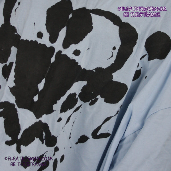 Rorschach, Light Blue cotton T-Shirt with Black ink blot - 6XL #1 (RLB B 6XL1) - ElRat Designs - elratdesigns.co.uk