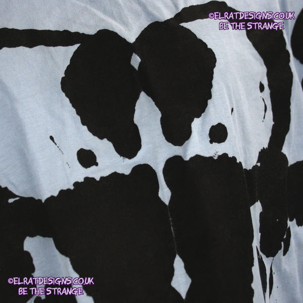 Rorschach, Light Blue cotton T-Shirt with Black ink blot - 6XL #1 (RLB B 6XL1) - ElRat Designs - elratdesigns.co.uk