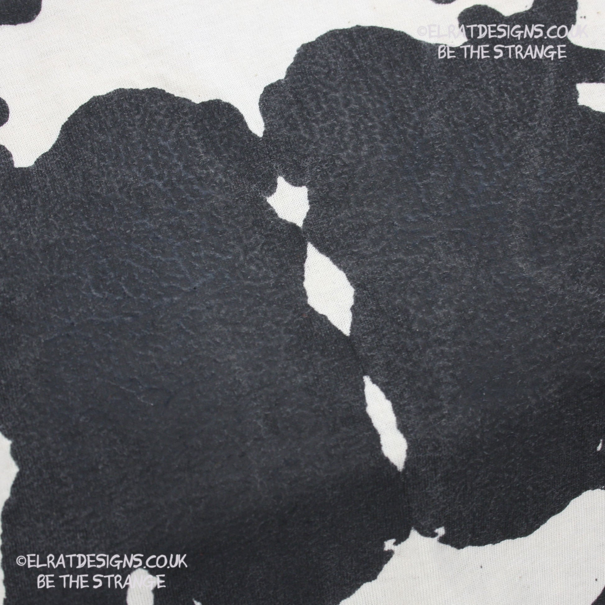 Rorschach, Natural cotton T-Shirt with Black ink blot - Large #1 (RN B L1) - ElRat Designs - elratdesigns.co.uk