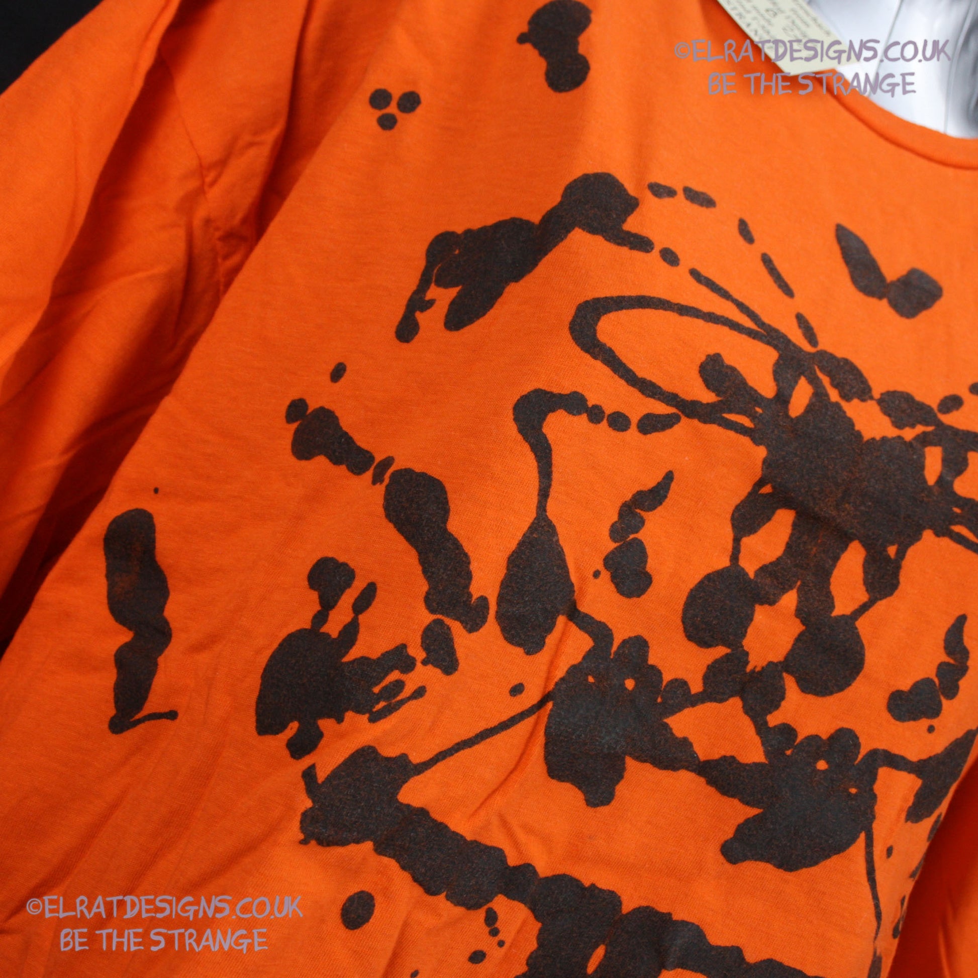 Rorschach, Orange cotton T-Shirt with Black ink blot - 2XLarge #1 (RO B 2XL1) - ElRat Designs - elratdesigns.co.uk