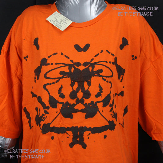 Rorschach, Orange cotton T-Shirt with Black ink blot - 2XLarge #1 (RO B 2XL1) - ElRat Designs - elratdesigns.co.uk