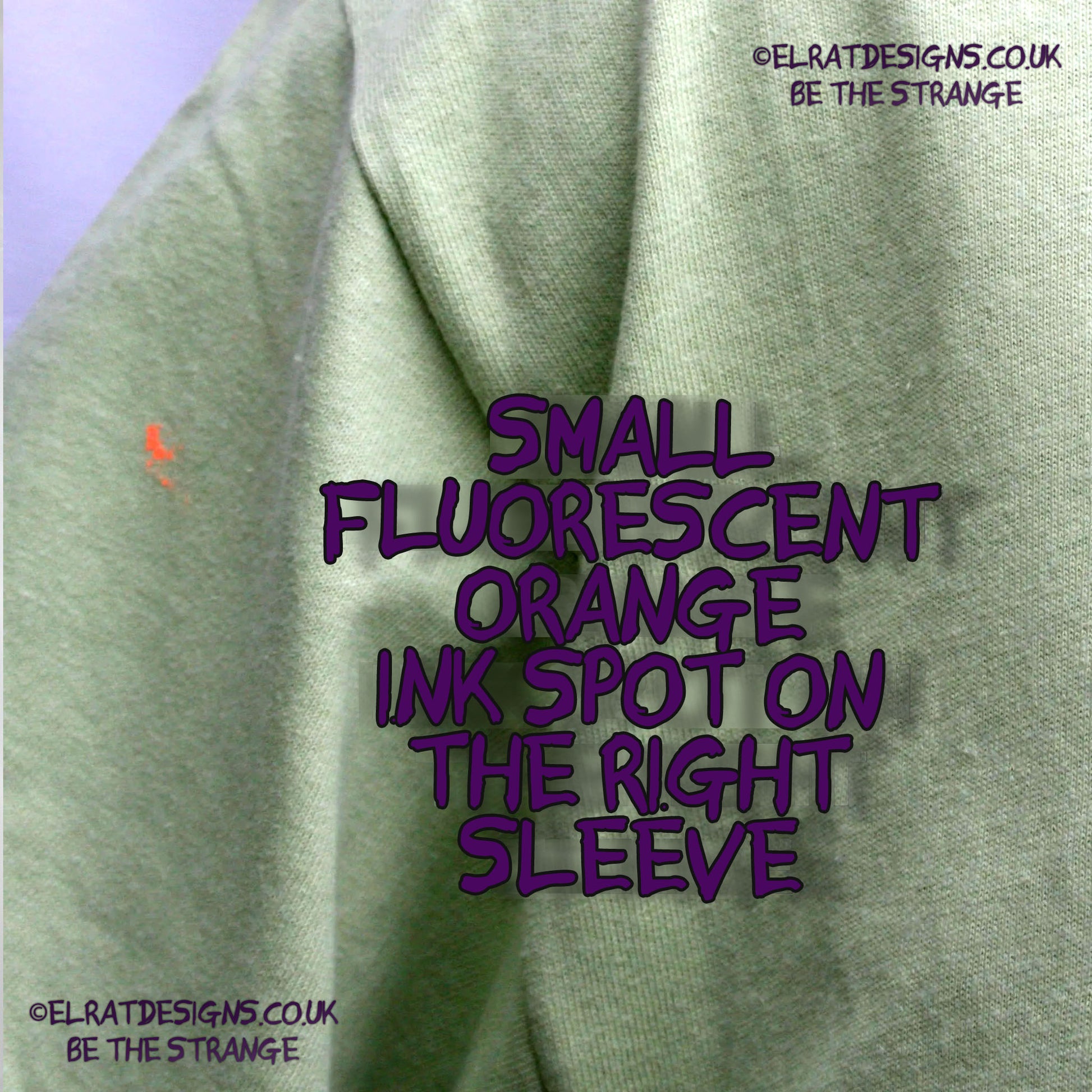 Rorschach, Pistachio cotton T-Shirt with Black ink blot - Large #2 (RPis B L2) - ElRat Designs - elratdesigns.co.uk