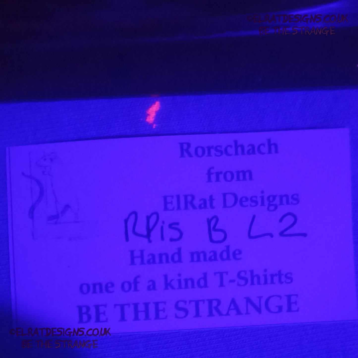 Rorschach, Pistachio cotton T-Shirt with Black ink blot - Large #2 (RPis B L2) - ElRat Designs - elratdesigns.co.uk