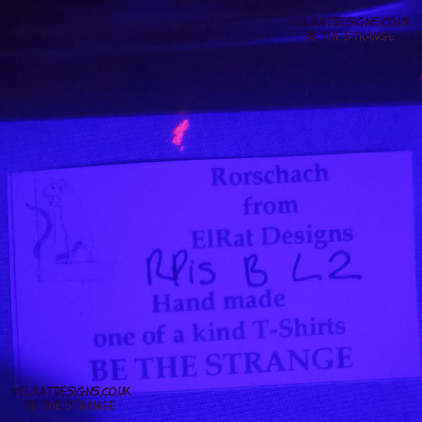 Rorschach, Pistachio cotton T-Shirt with Black ink blot - Large #2 (RPis B L2) - ElRat Designs - elratdesigns.co.uk