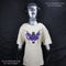 Rorschach Sand Cotton T-Shirt with Black/Purple Ink Blot - Large #1 (RS BP L1) slight ink loss | ElRat Designs
