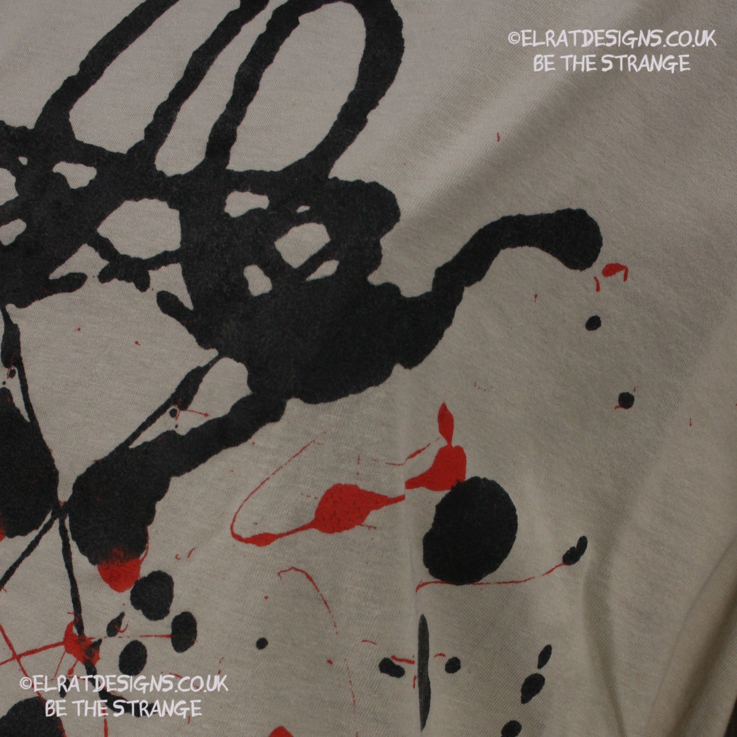 Rorschach, Sand cotton T-Shirt with Black and Red ink blot - XLarge #1 (RS BR XL1) - ElRat Designs - elratdesigns.co.uk
