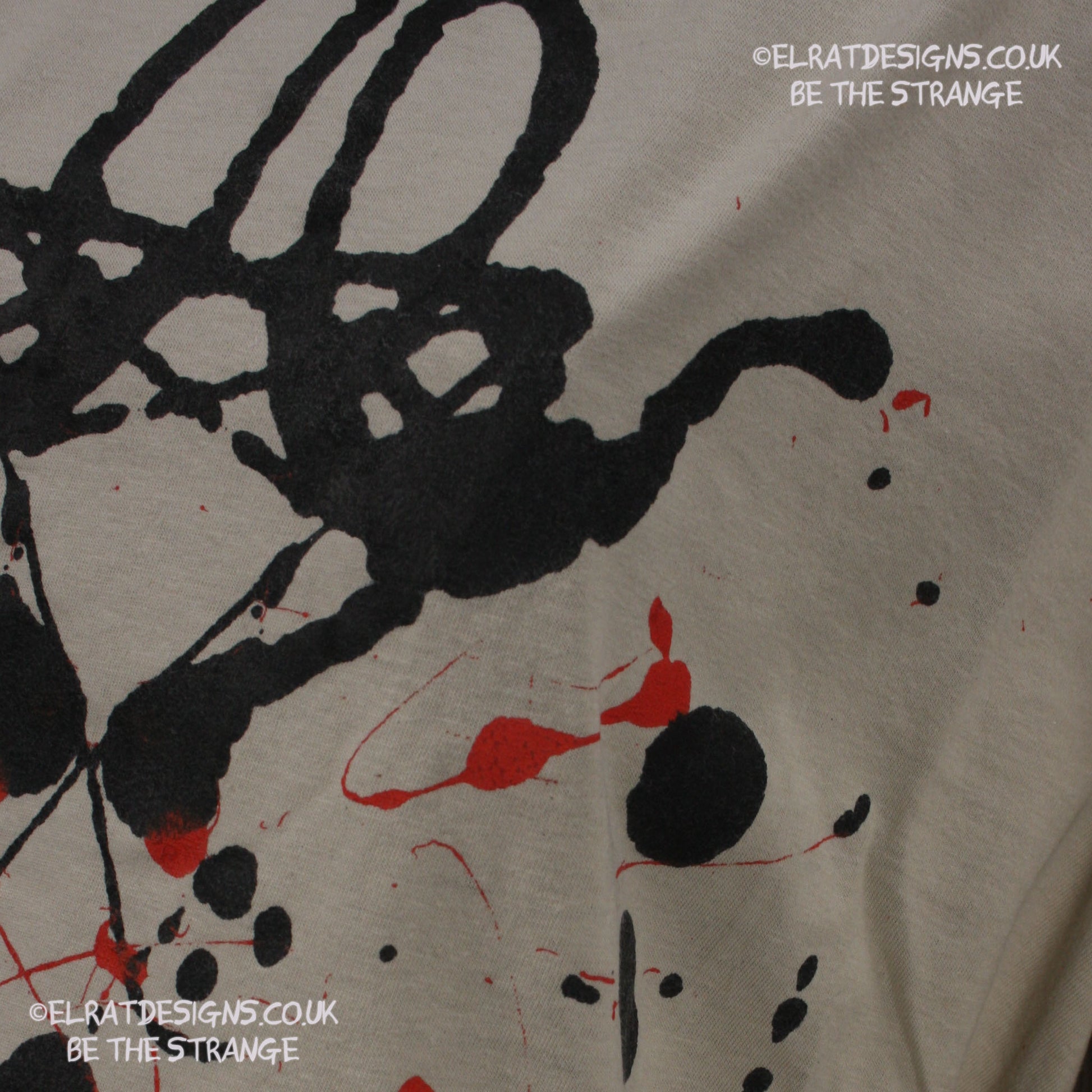 Rorschach, Sand cotton T-Shirt with Black and Red ink blot - XLarge #1 (RS BR XL1) - ElRat Designs - elratdesigns.co.uk