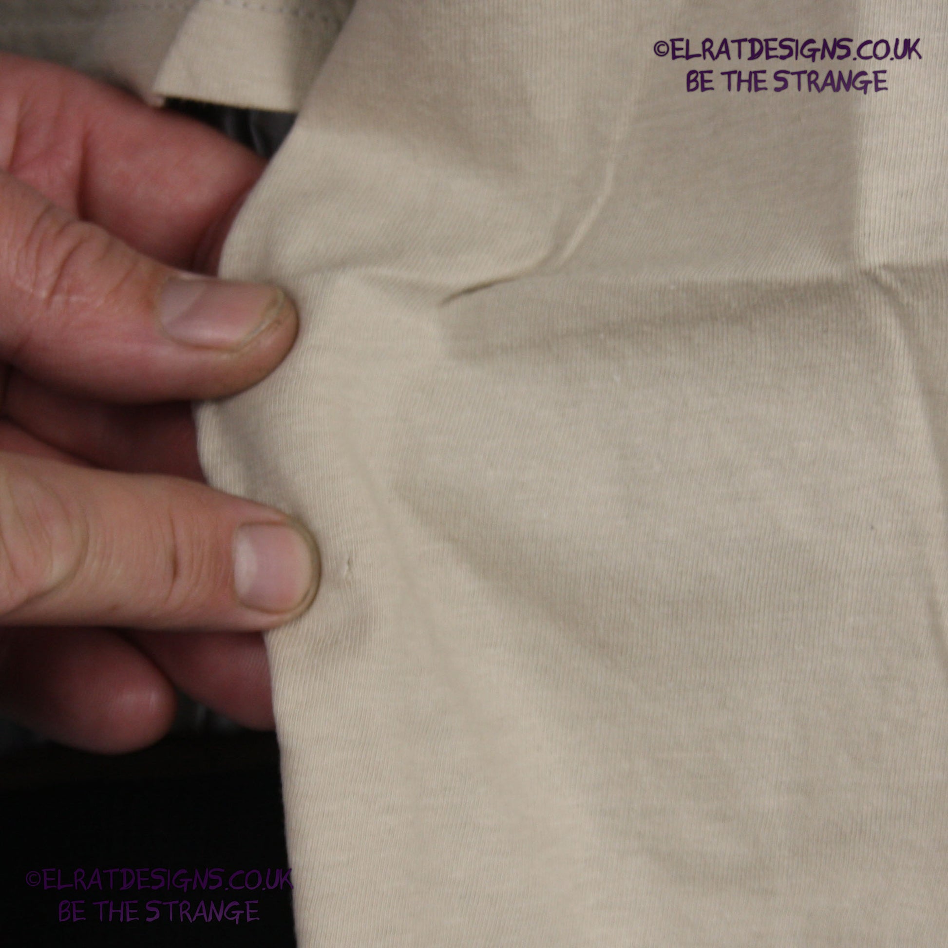 Rorschach, Sand cotton T-Shirt with Black ink blot - Xtra Large #1 (RS B XL1S) - SECONDS - ElRat Designs - elratdesigns.co.uk