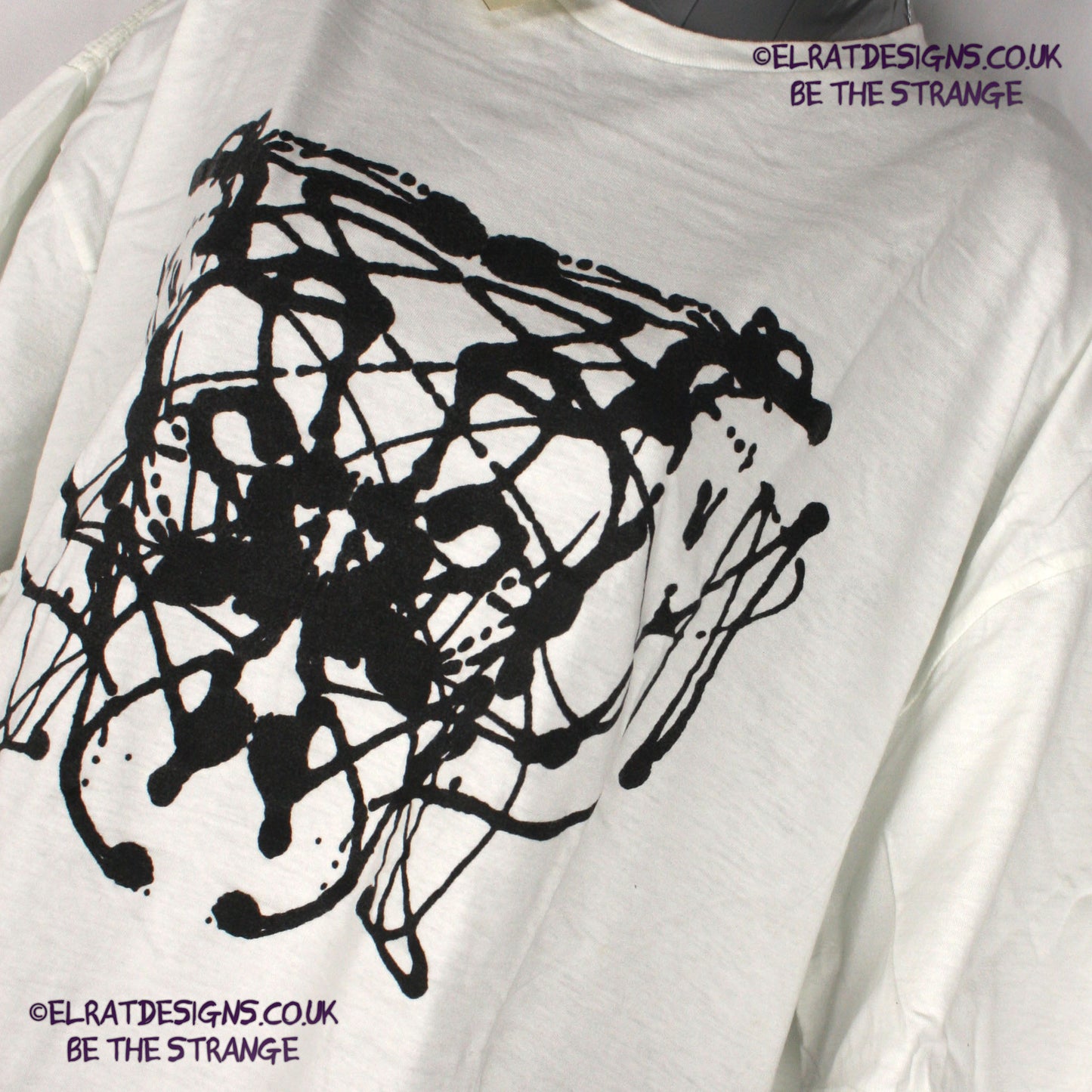 Rorschach, White cotton T-Shirt with Black ink blot - 2X Large #1 (RW B 2XL1) - ElRat Designs - elratdesigns.co.uk