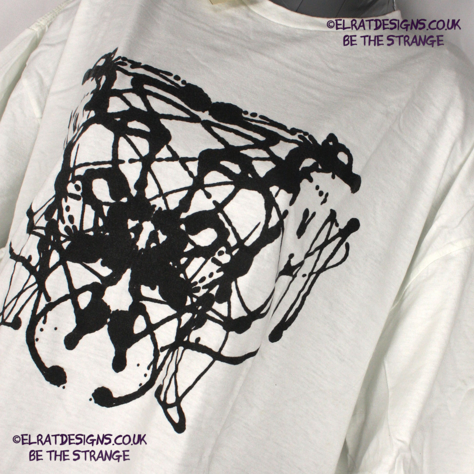 Rorschach, White cotton T-Shirt with Black ink blot - 2X Large #1 (RW B 2XL1) - ElRat Designs - elratdesigns.co.uk