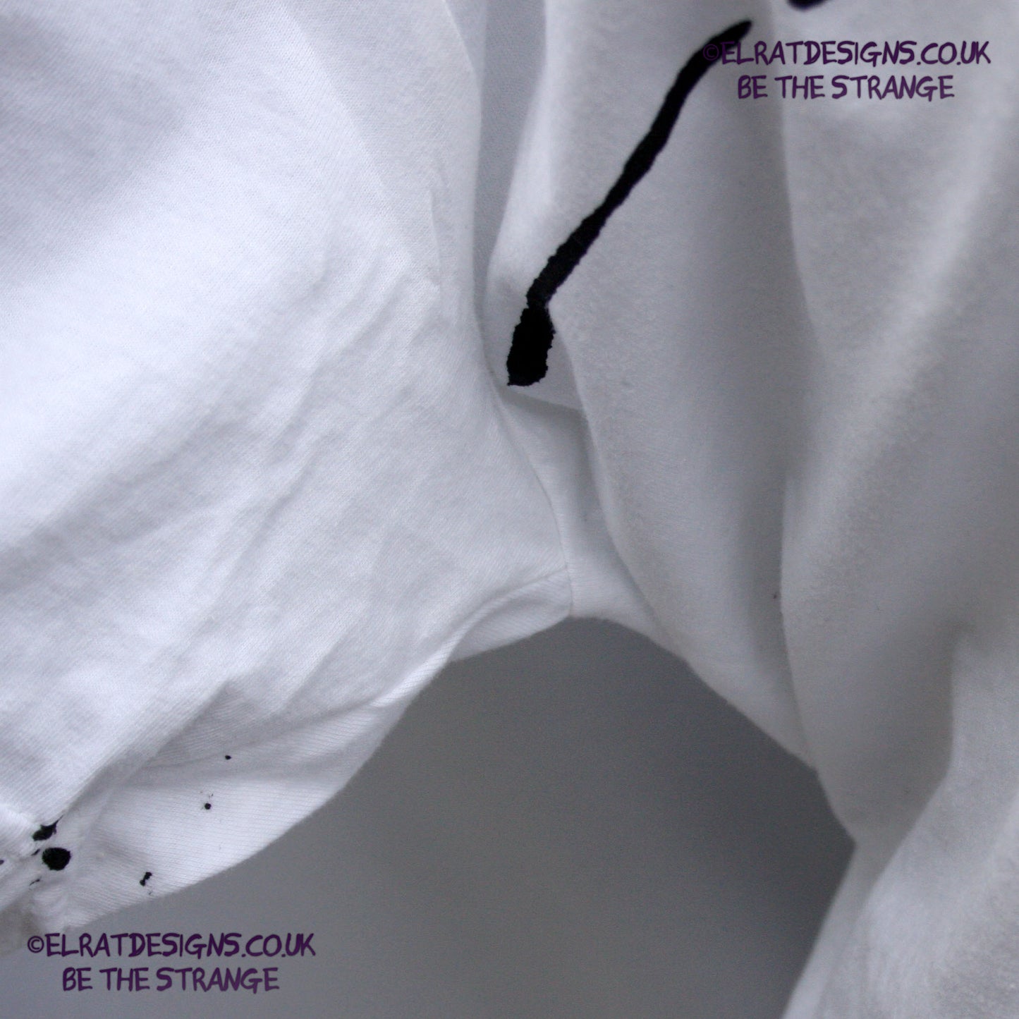 Rorschach, White cotton T-Shirt with Black ink blot - 3XL #1 (RW B 3XL1) - ElRat Designs - elratdesigns.co.uk