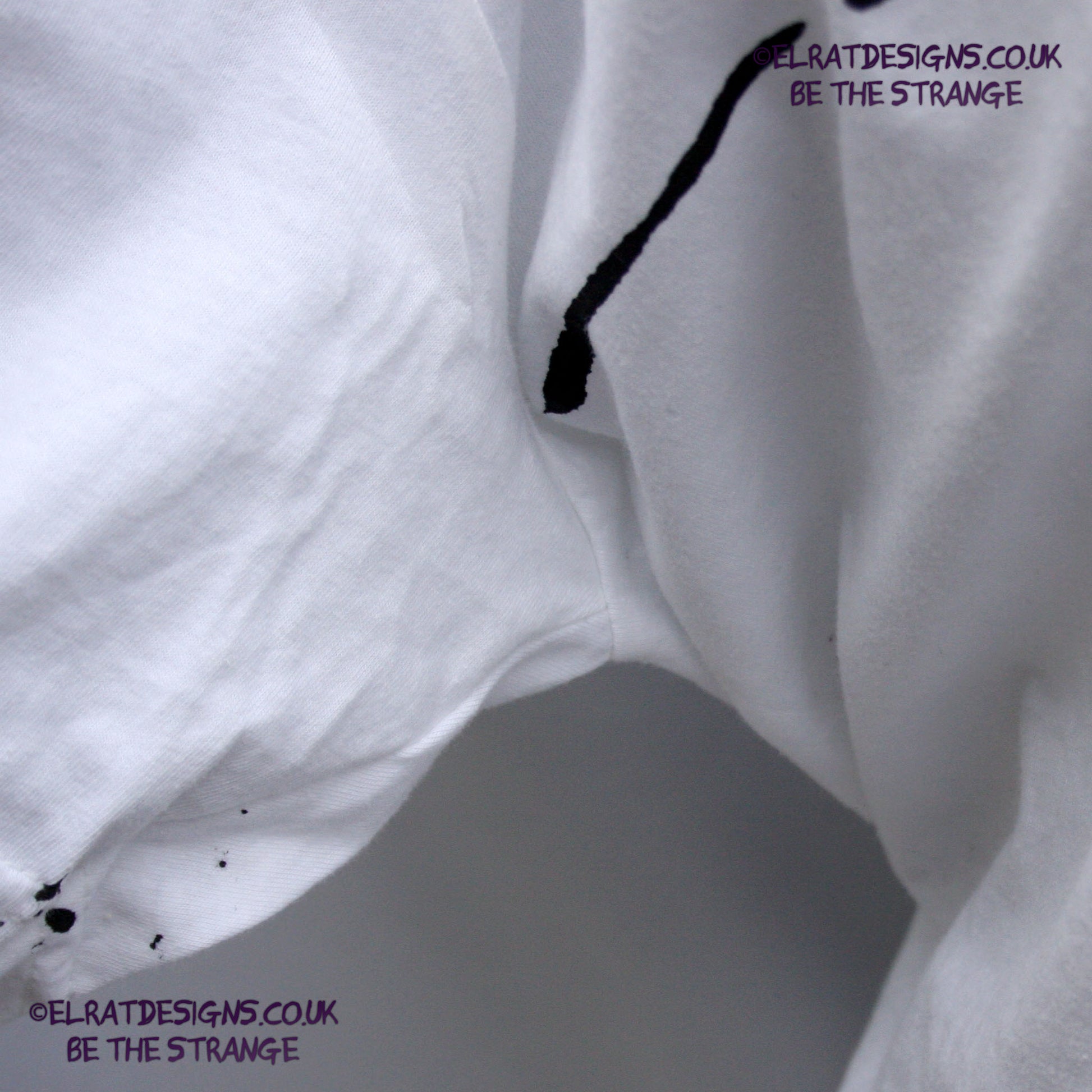 Rorschach, White cotton T-Shirt with Black ink blot - 3XL #1 (RW B 3XL1) - ElRat Designs - elratdesigns.co.uk