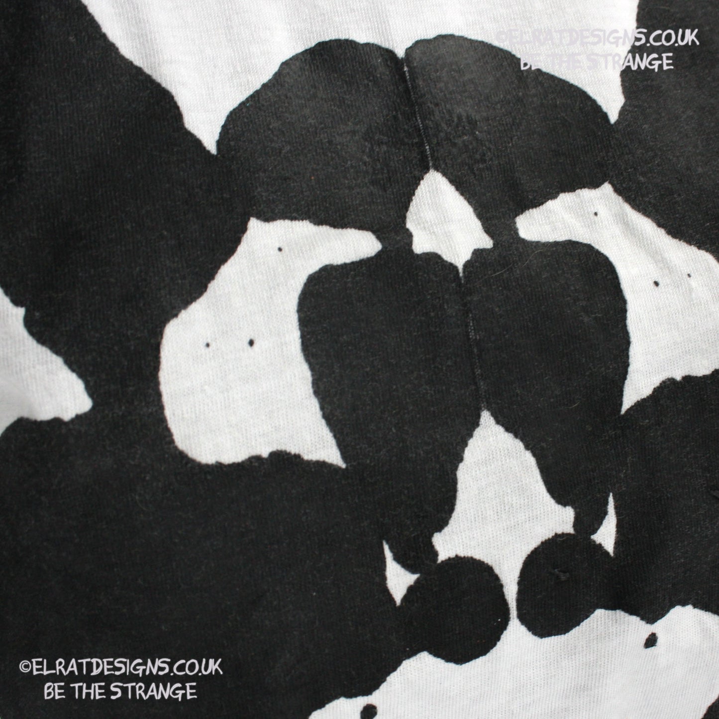 Rorschach, White cotton T-Shirt with Black ink blot - X Small #1 (RW B XS1) - ElRat Designs - elratdesigns.co.uk