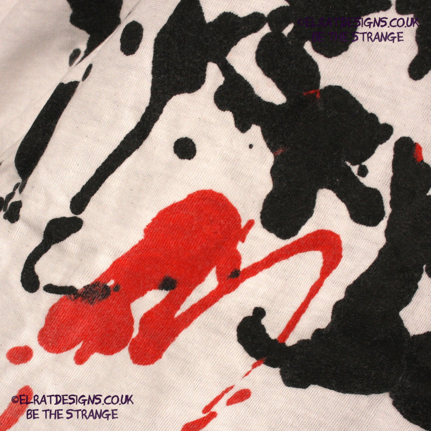 Rorschach, White cotton T-Shirt with Black and Red ink blot - Extra Large #1 (RW BR XL1) - ElRat Designs - elratdesigns.co.uk