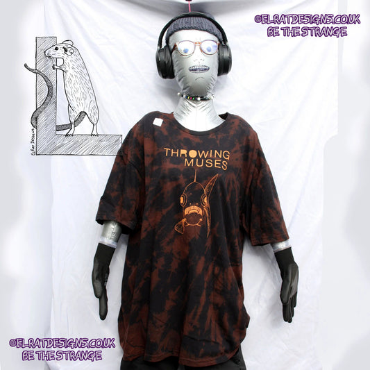 ElRat Throwing Muses 'Bywater' Flushed Edition - One-of-a-Kind Black Reverse Tie-Dye 2X Large #1 from elratdesigns.co.uk - be the strange