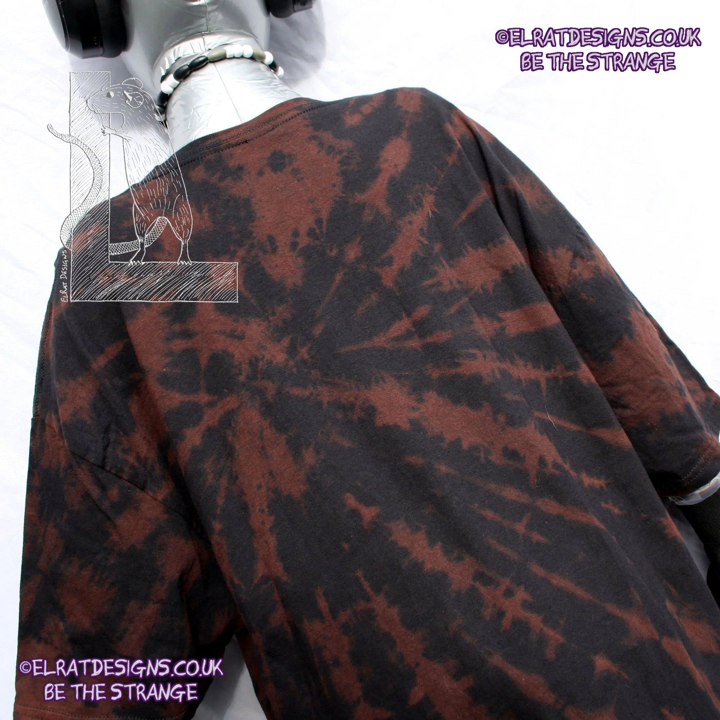 ElRat Throwing Muses 'Bywater' Flushed Edition - One-of-a-Kind Black Reverse Tie-Dye 2X Large #2 from elratdesigns.co.uk - be the strange