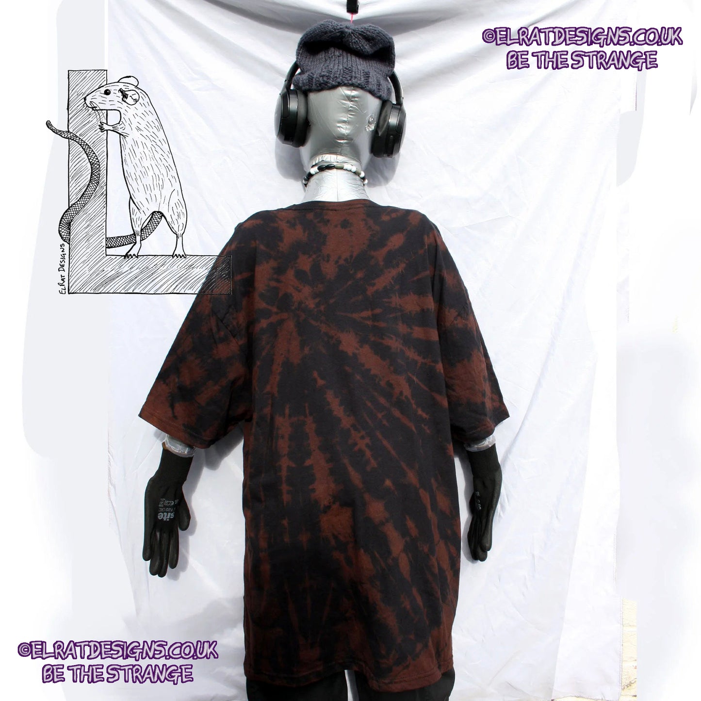 ElRat Throwing Muses 'Bywater' Flushed Edition - One-of-a-Kind Black Reverse Tie-Dye 2X Large #2 from elratdesigns.co.uk - be the strange