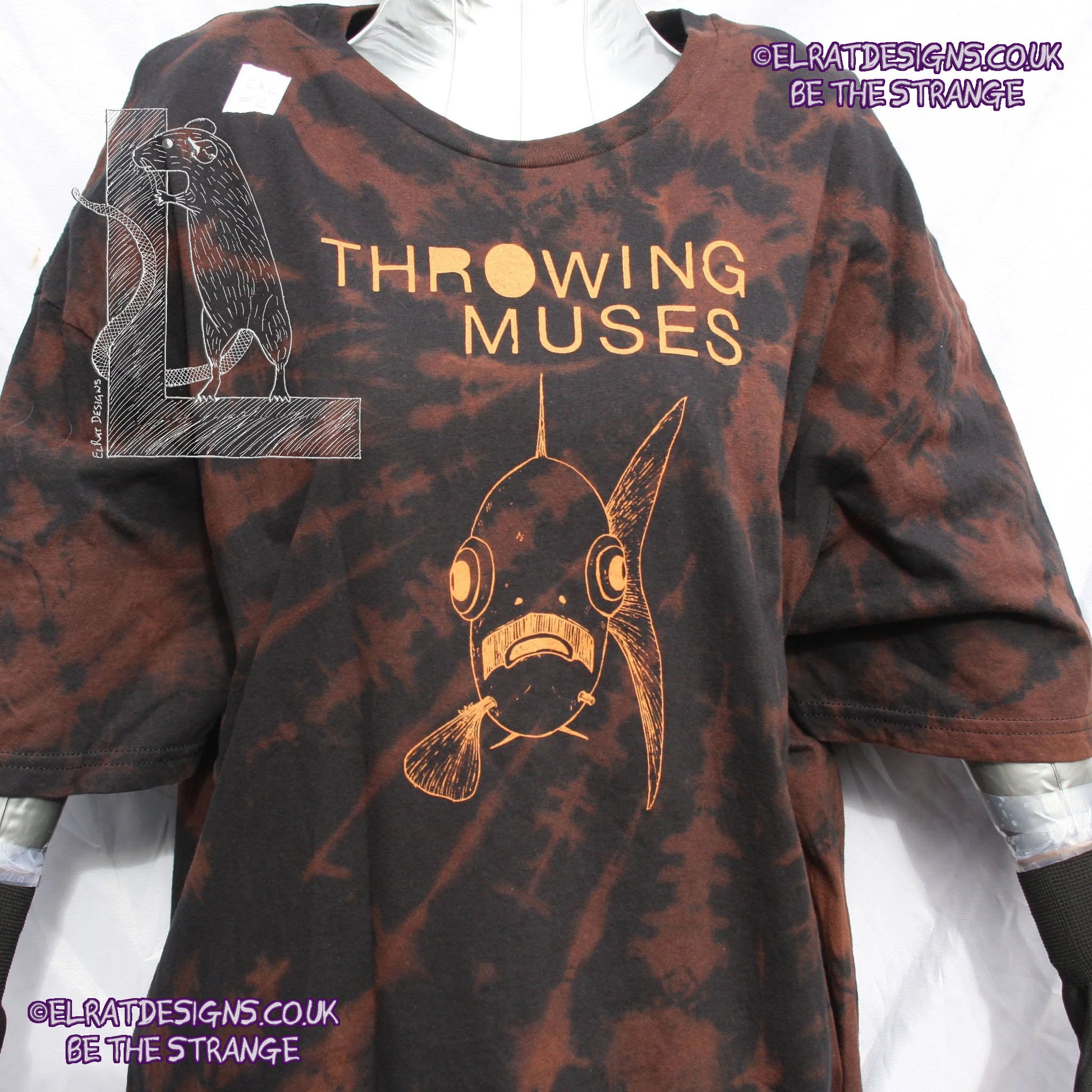 ElRat Throwing Muses 'Bywater' Flushed Edition - One-of-a-Kind Black Reverse Tie-Dye 2X Large #2 from elratdesigns.co.uk - be the strange