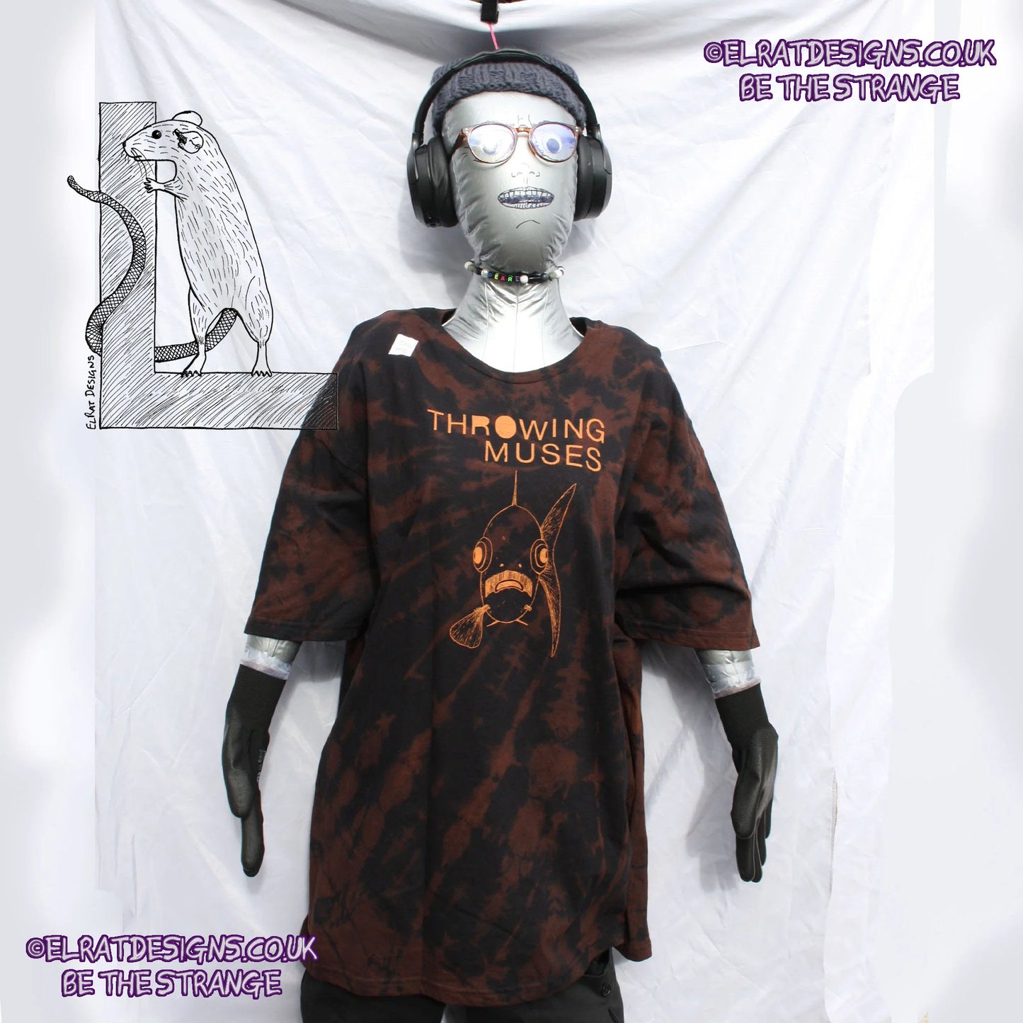 ElRat Throwing Muses 'Bywater' Flushed Edition - One-of-a-Kind Black Reverse Tie-Dye 2X Large #2 from elratdesigns.co.uk - be the strange