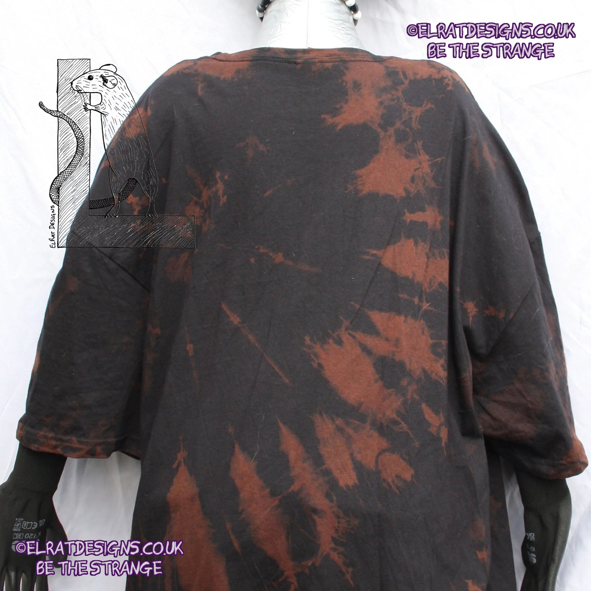 ElRat Throwing Muses 'Bywater' Flushed Edition - One-of-a-Kind Black Reverse Tie-Dye 3X Large #1 from elratdesigns.co.uk - be the strange