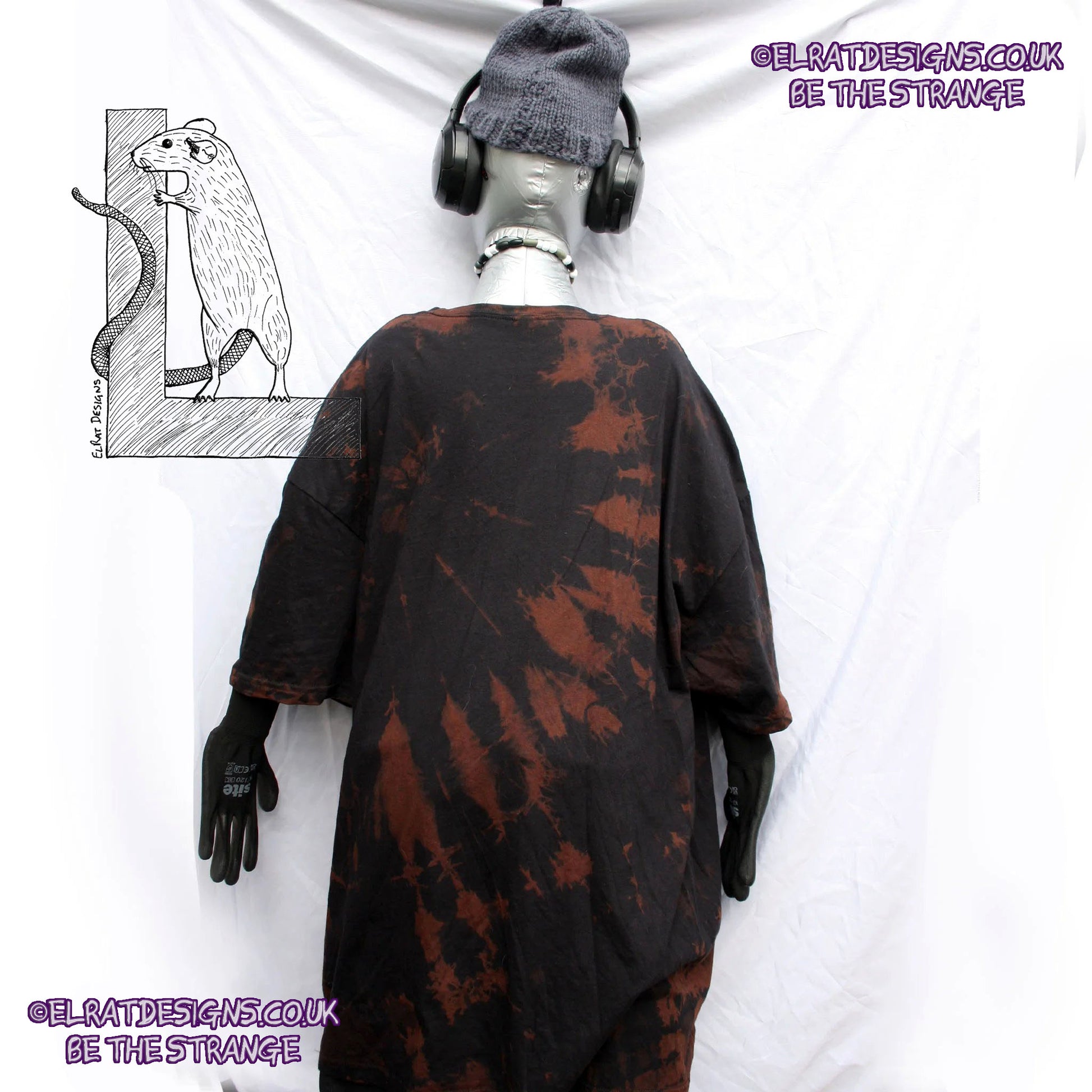 ElRat Throwing Muses 'Bywater' Flushed Edition - One-of-a-Kind Black Reverse Tie-Dye 3X Large #1 from elratdesigns.co.uk - be the strange